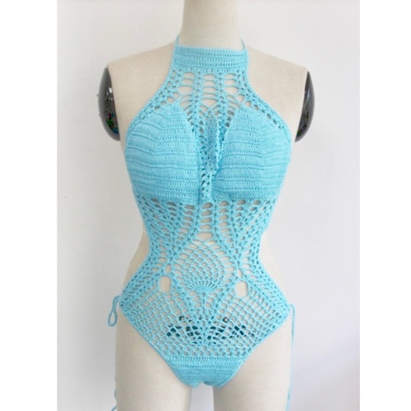 Hippie Hooray Baby Blue Crochet Lace Monokini - Picture 4 of 6
